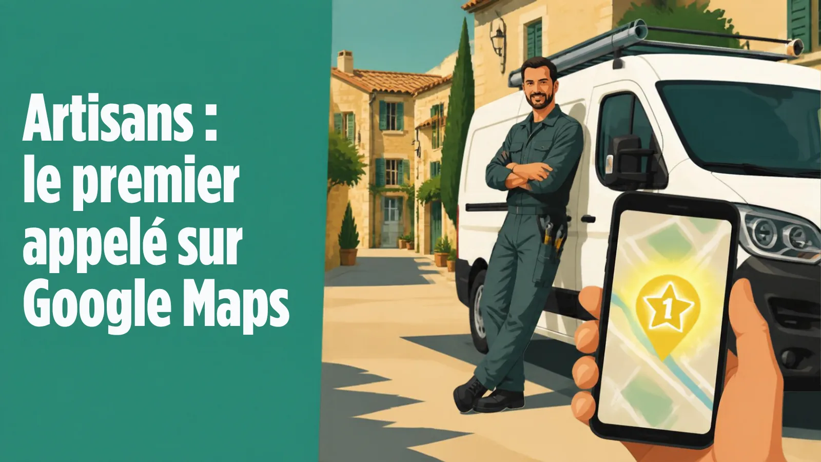 Artisans : le premier appelé sur Google Maps, avec une étoile jaune sur fond de plan de quartier
